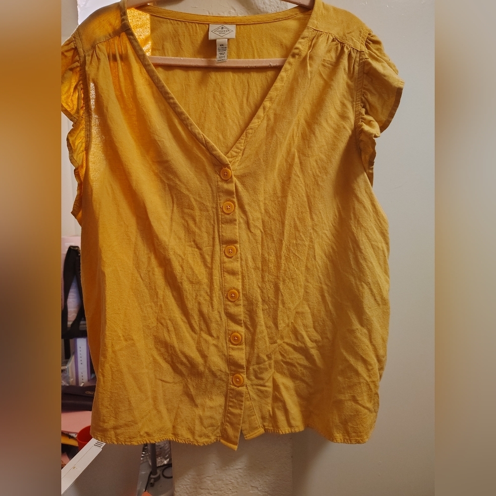 Madewell Yellow Button-Up Blouse FRESH SPRING MINIMALIST PREP ACADEMIA FUN BBQ'S